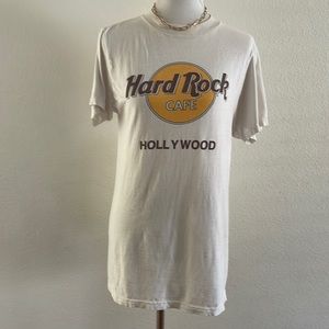 1990S HARD ROCK HOLLYWOOD SOFT WORN WHITE T-SHIRT